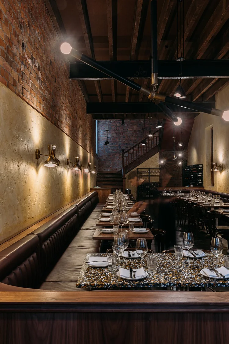 Commercial restaurant banquette seating upholstery by CJOR Upholstery